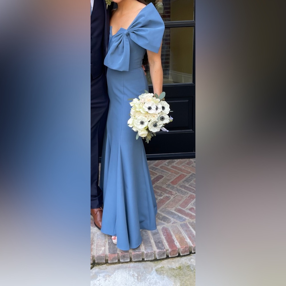 Faye Crepe Dress - dusty blue - size 4P